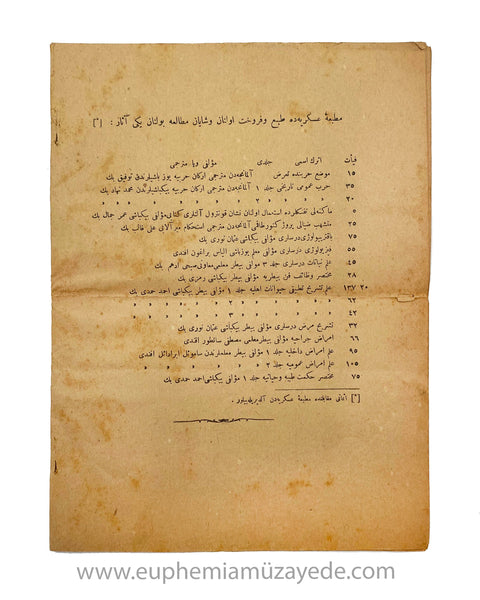 [Osmanlıca Dergi] Ordu Emirnâmesi "Harbiye Nezâreti tarafından neşr olunur" 4. Sene Dersaadet 8 Rebiülahir 1338 ve 1 Kanun-i sâni 1336 (1920) Numara: 106, Matbaa-i Askeriyye, Dersaadet.