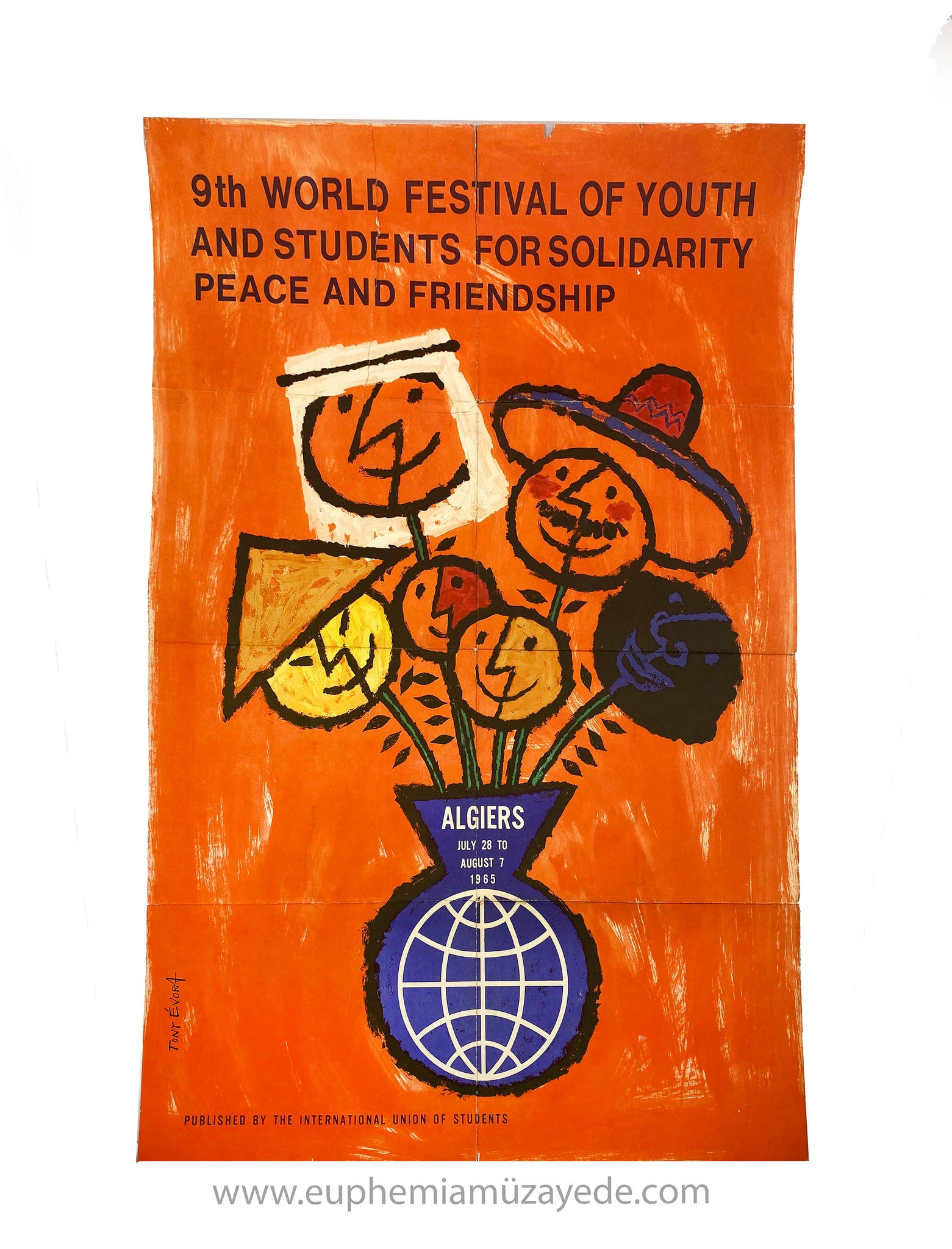 9th World Festival of Youth and Students for Solidarity Peace and Friendship (9. Dünya Gençlik ve Öğrenci Dayanışma, Barış ve Dostluk Festivali) Orijinal Büyük Boy Afişi