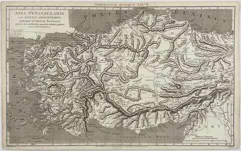 [18. YÜZYIL / STRABON / ANADOLU HARİTASI] Geographie Antique Tab[ulæ] VII. Asia Peninsularis cum Insulis Anjacentibus præcipue ad mentem Strabonis. Adjectis viis militaribus quantum indagari pofsunt: cura et studio D. Macpherson (Antik Anadolu Haritası)