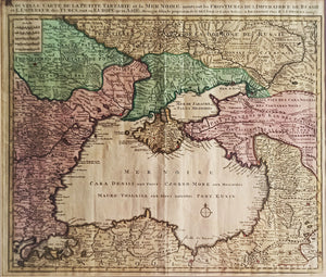 [HARİTA / 18. YY / KARADENİZ / KIRIM / BALKANLAR] Nouvelle Carte de la Petite Tartarie et la Mer Noire, montrant les Frontieres de l'Impératrice de Russie et de l'Empereur des Turcs, tant en Europe qu'en Asie...