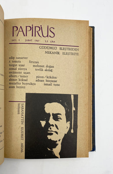 Papirüs: Aylık dergi. Sayı: 1-47 (Özel sayılar da dahil takım) Haziran 1966 - Mayıs 1970. Yazı İşleri Müdürü: Cemal S. Seber [Cemal Süreya]