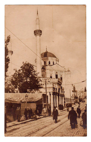 [KARTPOSTAL / İŞGAL İSTANBULU] Constantinople - Mosquee Valide a Ak-Serai (Aksaray'dan Valide Camii'ne giden tramvay yolu) "Mehmed Djelaleddin " damgalı postadan geçmemiş kart