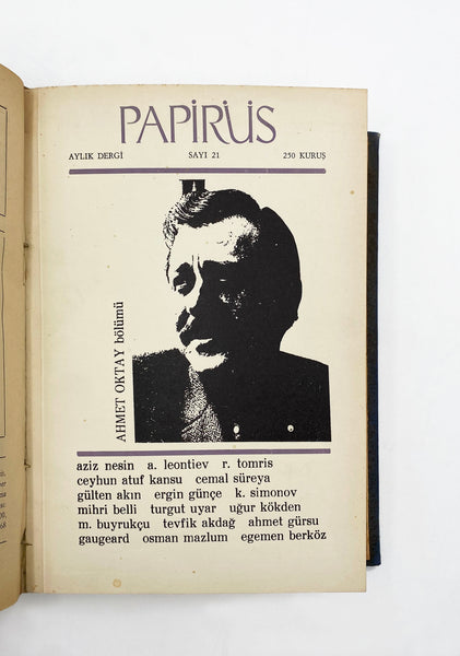 Papirüs: Aylık dergi. Sayı: 1-47 (Özel sayılar da dahil takım) Haziran 1966 - Mayıs 1970. Yazı İşleri Müdürü: Cemal S. Seber [Cemal Süreya]