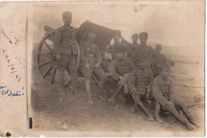 [FOTOĞRAF - KURTULUŞ SAVAŞI]  İstiklal Harbi hatırası, topun önünde komutan ve subaylar bir arada, 14. 7. 1338 [1922]