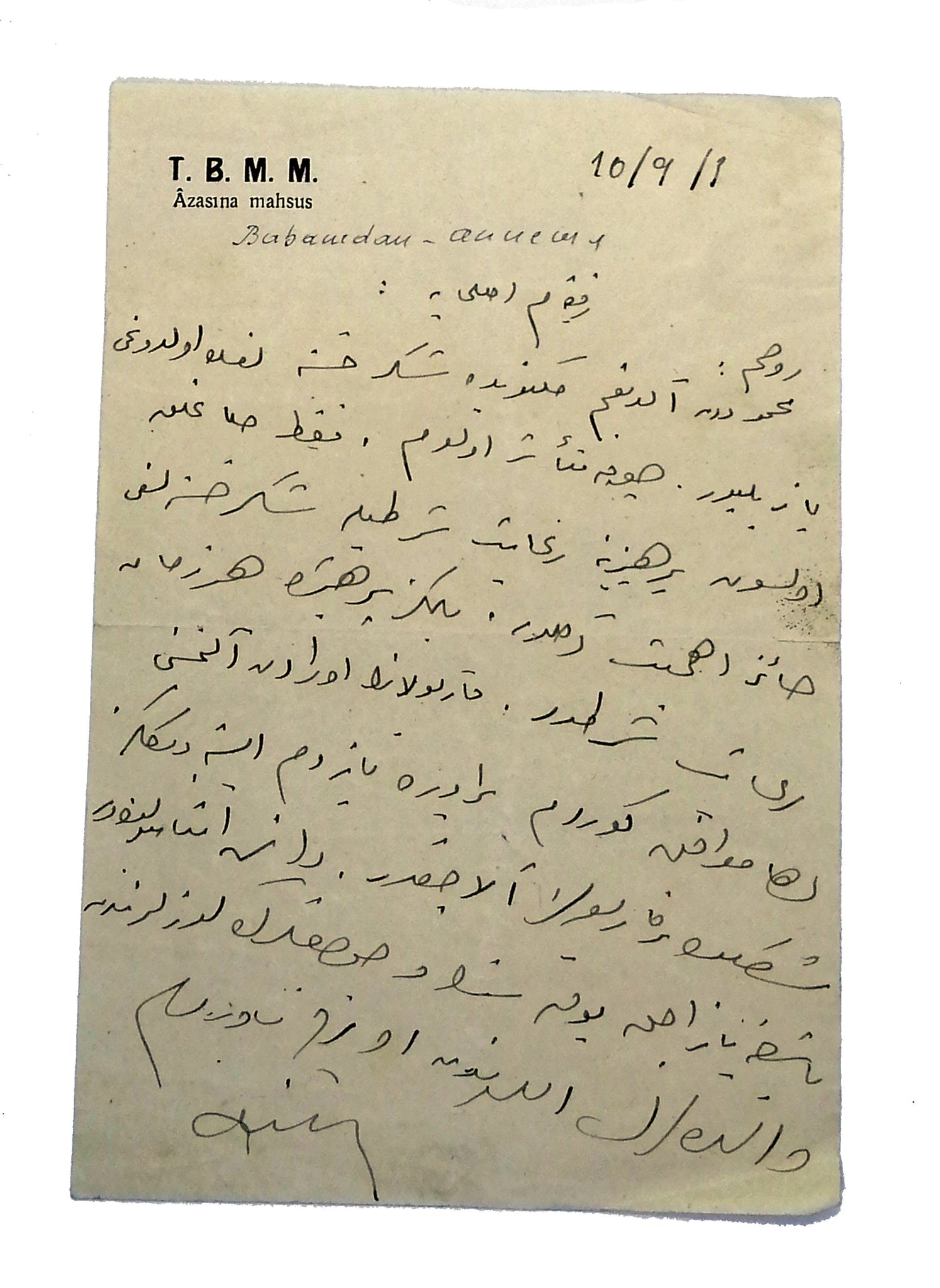 [ERKEN DÖNEM CUMHURİYET ANKARASI TARİFİ] 1929 tarihli TBMM üyesi tarafından eşi Asliye’ye yazılmış iki mektup