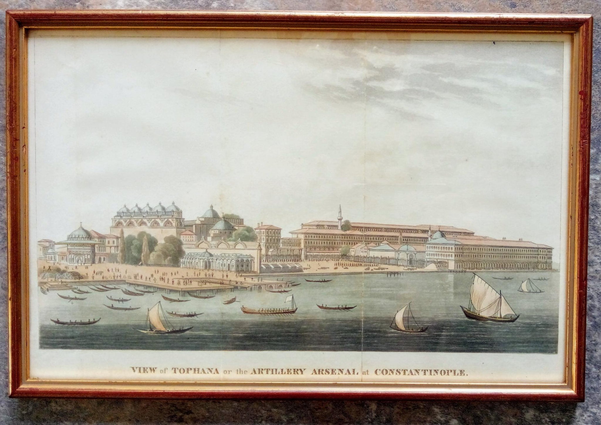 [1813 GRAVÜR - İSTANBUL] View of Tophana or the Artillery Arsenal at Constantinople [i.e. İstanbul'da bulunan Tophane Topçu Kışlası'ndan bir görünüm].